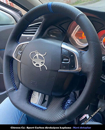 Citroen C4 Araca Özel Direksiyon Kılıfı (NOKTA KARBON YÜZÜKLÜ)