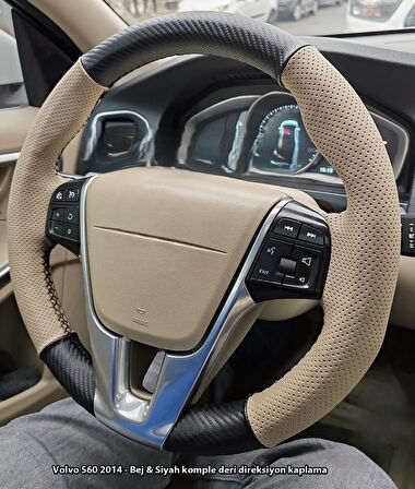 Volvo S60 2014 Araca Özel Direksiyon Kılıfı (SOFT NOKTA KARBON)