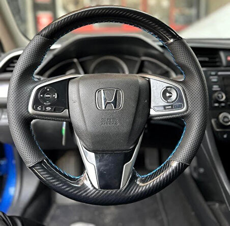 Honda Civic Fc5 Araca Özel Direksiyon Kılıfı (5D KRİSTAL KARBON SOFT NOKTA)