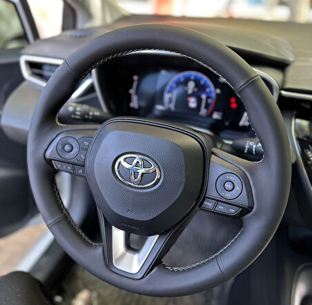 Toyota Corolla 2020-2024 Araca Özel Direksiyon Kılıfı (NAPA DERİ GRİ İP)