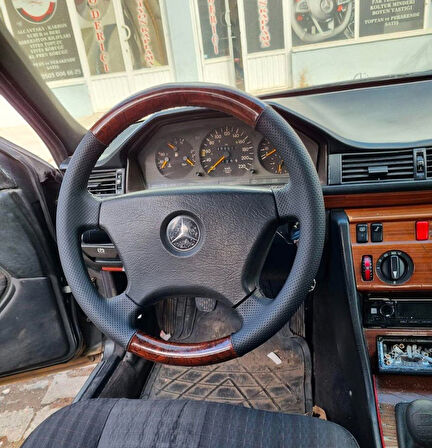 Mercedes E200 Ahşap Nokta Kaplama Deri Direksiyon Kılıfı AÇIKLAMAYI OKUYUNUZ