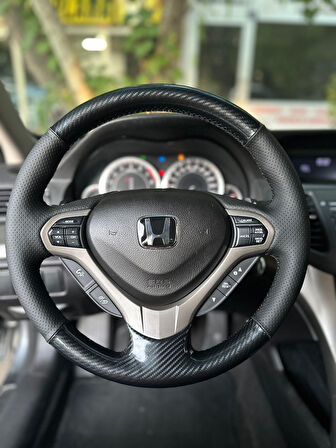Honda Accord 2008 Araca Özel Dikmeli Direksiyon Kılıfı (KRİSTAL KARBON SOFT NOKTA)
