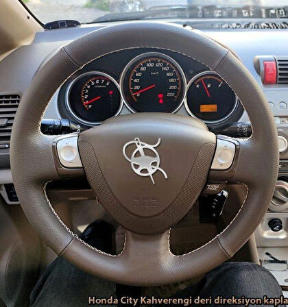 Honda City Araca Özel Dikmeli Direksiyon Kılıfı (KAHVERENGİ KREM İP)