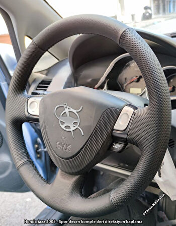 Honda Jazz 2005 Araca Özel Dikmeli Direksiyon Kılıfı (NOKTA DÜZ SİYAH İP)