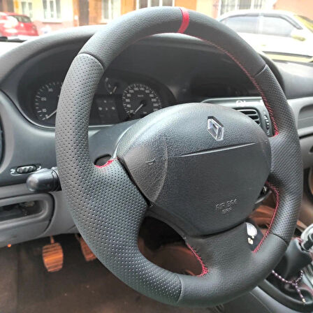 Renault Megane 1 Uyumlu Araca Özel DİKMELİ Direksiyon Kılıfı (Nokta Düz YÜZÜKLÜ)