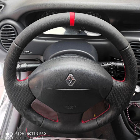 Renault Megane 1 Uyumlu Araca Özel DİKMELİ Direksiyon Kılıfı (Nokta Düz YÜZÜKLÜ)