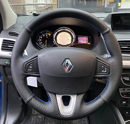 Fluence -megane 3-scenic Uyumlu Karbon Noktalı Direksiyon Kılıfı Araca Özel Direksiyon Kılıfı