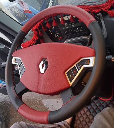 Renault 2018 Kamyon Direksiyon Kılıfı (Kırmızı Siyah)