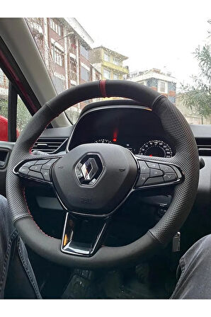 Clio 5 Araca Özel Direksiyon Kılıfı (ALCANTRA NOKTA YÜZÜKLÜ)