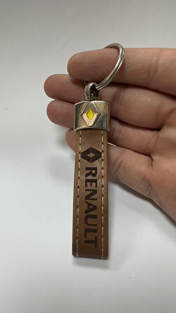 Renault ile uyumlu Yazılı Ve Logolu Anahtarlık (Kahverengi)