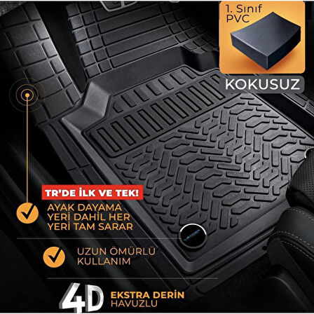 Promats  Maxımum Binek Araçlara Uyumlu 4d Havuzlu Oto Paspas (GRİ)