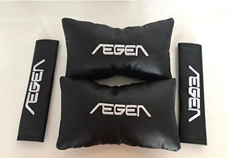 Fiat Egea Nakışlı Deri 1 Çift Boyun Yastık Ve 1 Çift Kemer Pedi 1. KALİTE