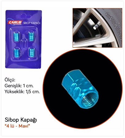 Sibop Kapağı 4 lü  Alüminyum MAVİ Renk Araba Motosiklet