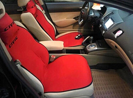  Honda Cıvıc Nakışlı Ön İkili Oto Koltuk Minderi 2 Adet Boyun Yastığı 2 Adet Kemer Pedi