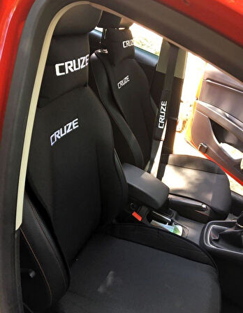 CHEVROLET CRUZE Nakışlı Ön İkili Oto Koltuk Minderi 2 Adet Boyun Yastığı 2 Adet Kemer Pedi SİYAH