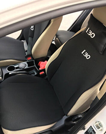 HYUNDAİ İ30 Nakışlı Ön İkili Oto Koltuk Minderi 2 Adet Boyun Yastığı 2 Adet Kemer Pedi SİYAH 