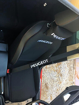 PEUGEOT Nakışlı Ön İkili Oto Koltuk Minderi 2 Adet Boyun Yastığı 2 Adet Kemer Pedi SİYAH