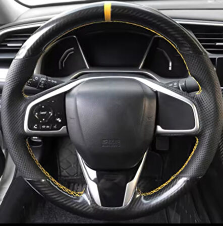Honda Civic Fc5 Araca Özel Direksiyon Kılıfı (5D KRİSTAL KARBON NOKTA)