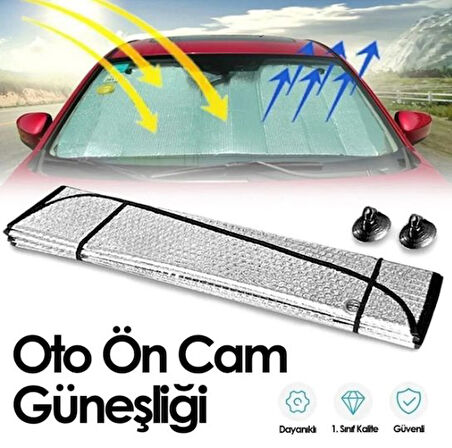Ön Cam Güneşliği Parlak Güneşlik Koruyucu Perde Metalize 130x60 Cm KÜÇÜK BOY