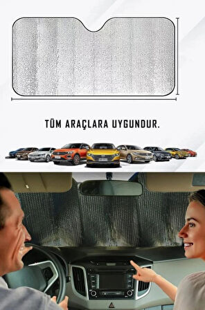Ön Cam Güneşliği Parlak Güneşlik Koruyucu Perde Metalize 130x60 Cm KÜÇÜK BOY