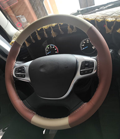 Ford Fmax Kahverengi Krem DİKMELİ Direksiyon Kılıfı