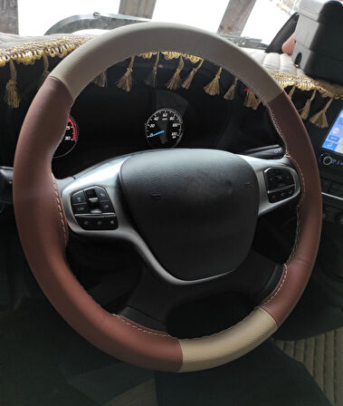 Ford Fmax Kahverengi Krem DİKMELİ Direksiyon Kılıfı