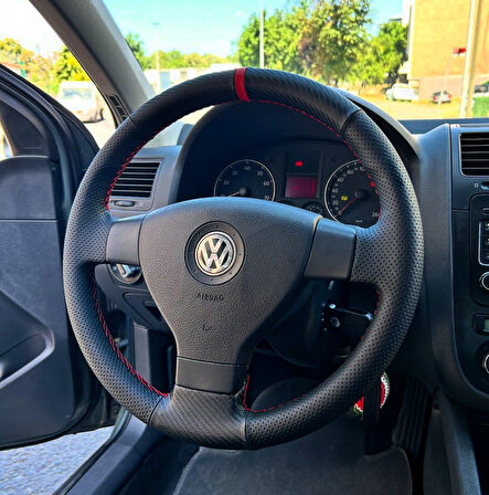 Volkswagen Polo Araca ÖZGÜ Direksiyon Kılıfı NOKTA KARBON KIRMIZI YÜZÜK