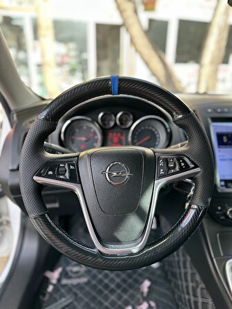 Opel İnsignia Uyumlu Araca Özel Dikmeli Direksiyon Kılıfı (5D KRİSTAL KARBON SOFT NOKTA)