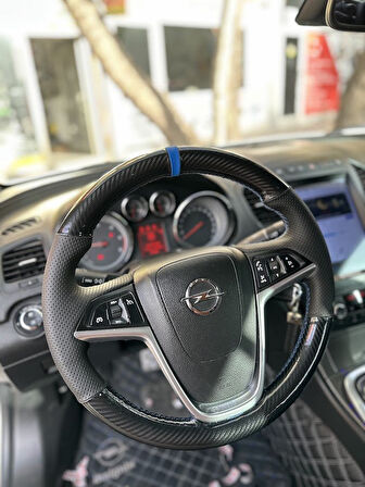 Opel İnsignia Uyumlu Araca Özel Dikmeli Direksiyon Kılıfı (5D KRİSTAL KARBON SOFT NOKTA)