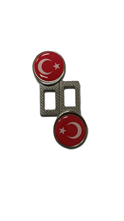 TÜRK BAYRAKLI Logolu Ikaz Ses Susturucu Metal Toka 2 Adet