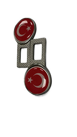 TÜRK BAYRAKLI Logolu Ikaz Ses Susturucu Metal Toka 2 Adet