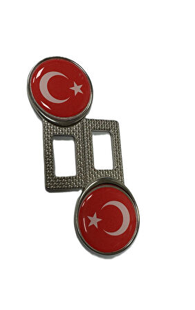 TÜRK BAYRAKLI Logolu Ikaz Ses Susturucu Metal Toka 2 Adet