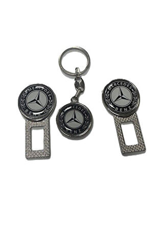MERCEDES Logolu Ikaz Ses Susturucu Metal Toka 2 Adet ANAHTARLIK 1 ADET