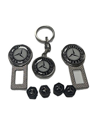MERCEDES Logolu Ikaz Ses Susturucu Metal Toka 2 Adet ANAHTARLIK 1 ADET SİBOP KAPAĞI 4 ADET