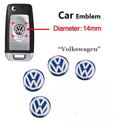 Volkswagen Polo Golf Passat Tiguan Arteon Touareg Caddy Jetta Beetle  Kumanda Logo Çap 14 mm 4 ADET