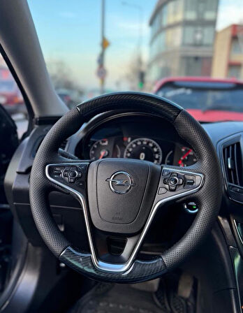 Opel İnsignia 2015-2017 Uyumlu Araca Özel Dikmeli Direksiyon Kılıfı (5D KRİSTAL KARBON SOFT NOKTA)