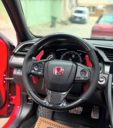 Honda Civic Fc5 Araca Özel Direksiyon Kılıfı (5D KRİSTAL KARBON NOKTA)