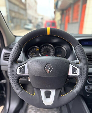 Renault Fluence Megane 3 Scenic Direksiyon Kılıfı Araca Özel SARI Yüzüklü