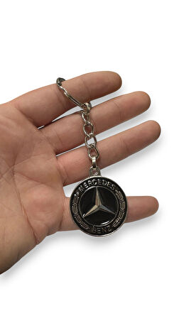 Mercedes İle Metal Anahtarlık Araba Anahtarlığı SİYAH 1. KALİTE ÇİFT TARAFLI
