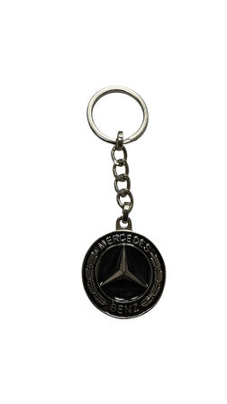 Mercedes İle Metal Anahtarlık Araba Anahtarlığı SİYAH 1. KALİTE ÇİFT TARAFLI