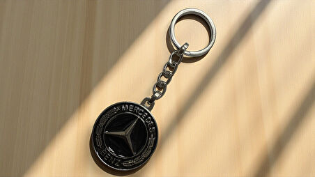 Mercedes İle Metal Anahtarlık Araba Anahtarlığı SİYAH 1. KALİTE ÇİFT TARAFLI