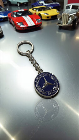 Mercedes İle Metal Anahtarlık Araba Anahtarlığı MAVİ 1. KALİTE ÇİFT TARAFLI