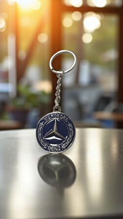 Mercedes İle Metal Anahtarlık Araba Anahtarlığı MAVİ 1. KALİTE ÇİFT TARAFLI