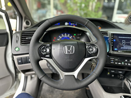 Honda Civic FB7 Araca Özel Dikmeli Direksiyon Kılıfı NOKTA DÜZ MAVİ İP