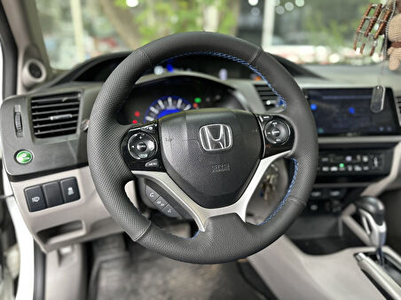 Honda Civic FB7 Araca Özel Dikmeli Direksiyon Kılıfı NOKTA DÜZ MAVİ İP