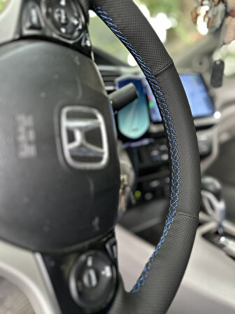 Honda Civic FB7 Araca Özel Dikmeli Direksiyon Kılıfı NOKTA DÜZ MAVİ İP