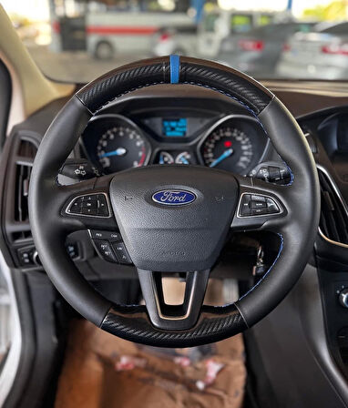 FOCUS 3,5 Araca Özgü Dikmeli Direksiyon Kılıfı F1 OLMAYAN DİREKSİYONA UYGUNDUR MAVİ