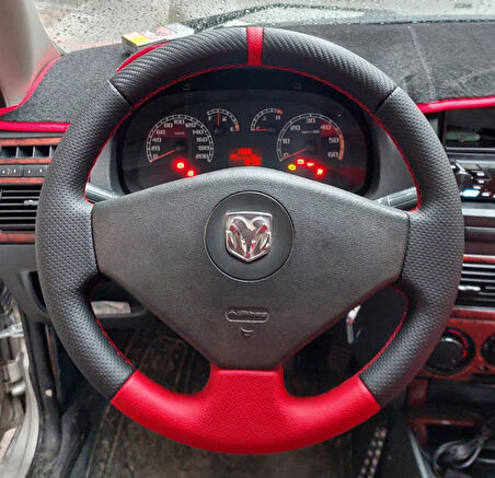 Fiat Palio Albea Araca Özgü Dikmeli Direksiyon Kılıfı KIRMIZI NOKTA KARBON