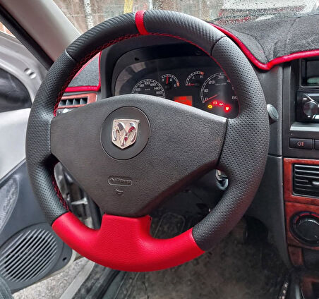 Fiat Palio Albea Araca Özgü Dikmeli Direksiyon Kılıfı KIRMIZI NOKTA KARBON
