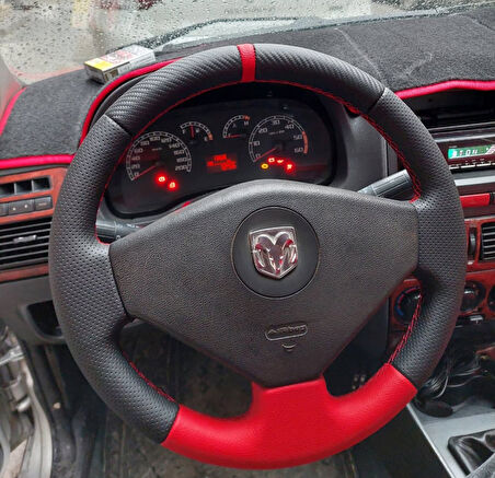 Fiat Palio Albea Araca Özgü Dikmeli Direksiyon Kılıfı KIRMIZI NOKTA KARBON
